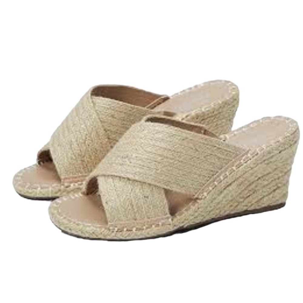 NEW! CHARLES BY CHARLES DAVID Notch Platform Jute Braided Wedge Heel Size 8.5